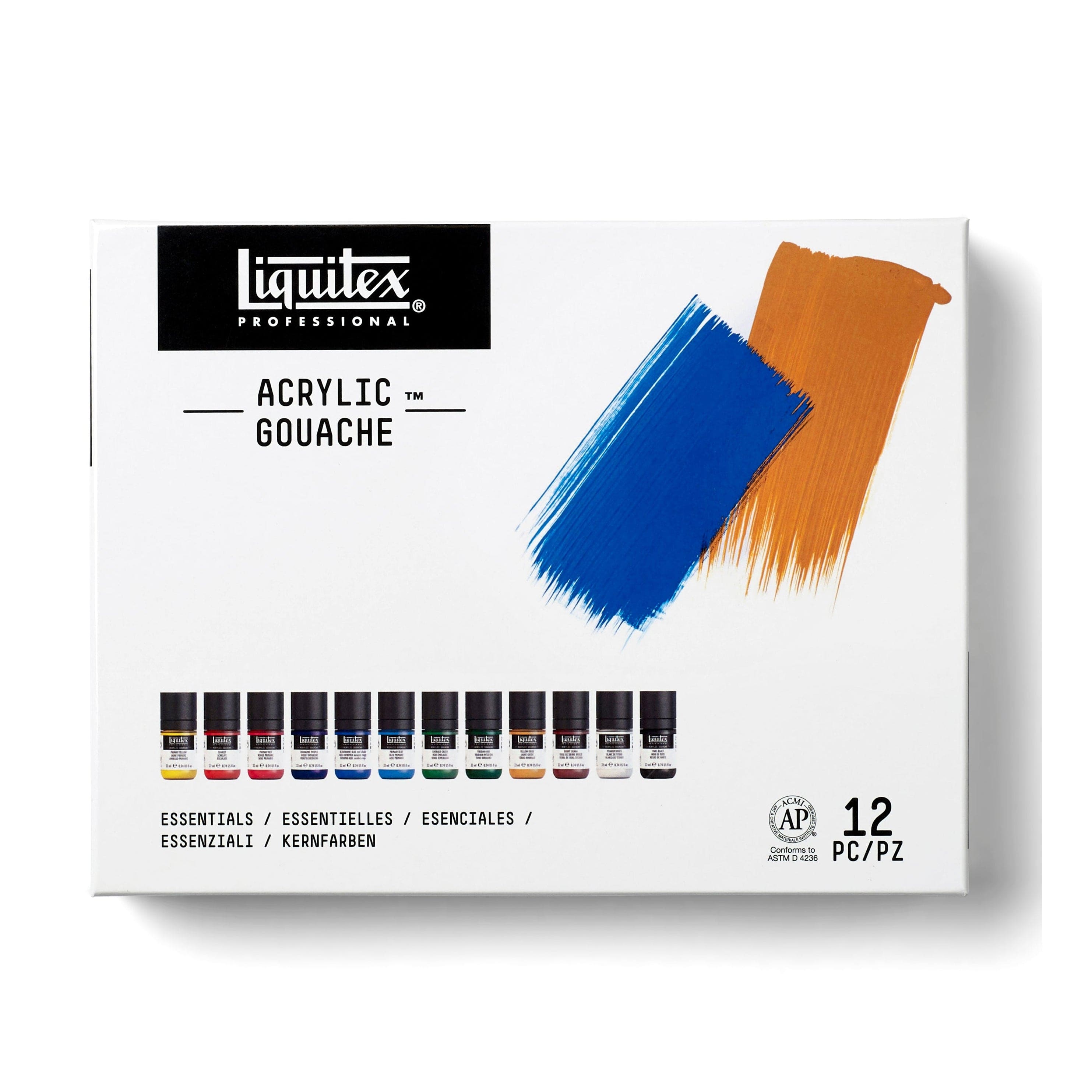 Professional Acrylic Gouache, Set, 6-Colors, 59ml, Primaries