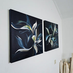 Folded & Unfolded (diptych) painting by Rinske Douna - abstract acrylic art