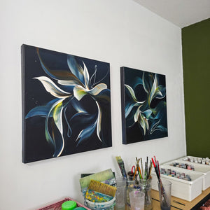 Folded & Unfolded (diptych) painting by Rinske Douna - abstract acrylic art