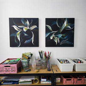 Folded & Unfolded (diptych) painting by Rinske Douna - abstract acrylic art