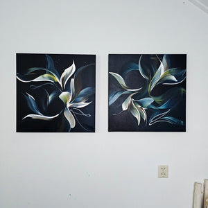 Folded & Unfolded (diptych) painting by Rinske Douna - abstract acrylic art